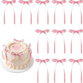 30 Pack Bow Cake Toppers Rose Pink Ribbon Bows by NatNarr