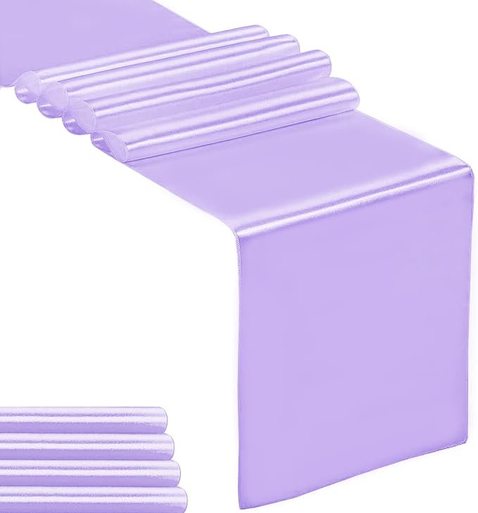 5-Pack Satin Table Runner Lavender 12 x 108 inches Long, Table Runners by Hahuho