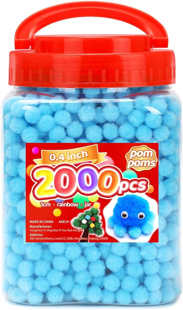 IOOLEEM Light Blue Pom Poms, Small Size, Pom Poms by IOOLEEM