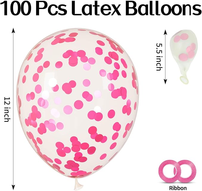 100pcs Pink Confetti Balloons 12 Inch Clear Latex Balloon - Image 2