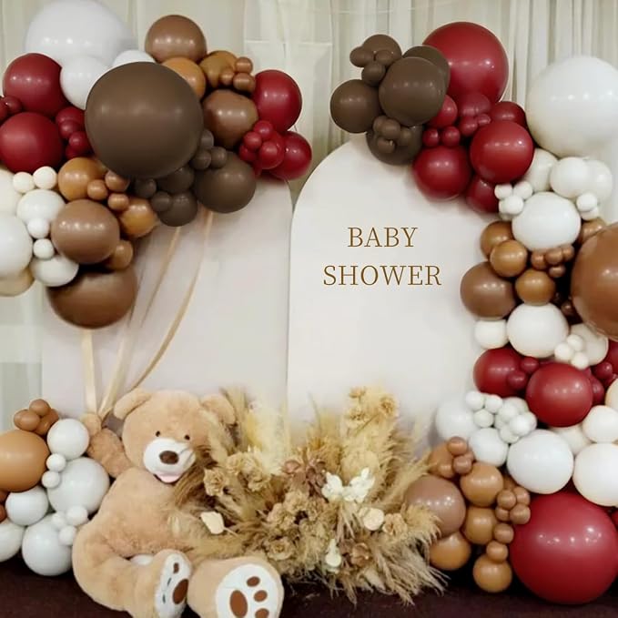 Burgundy Brown White Balloon Garland Arch Kit - Image 7