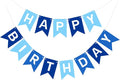 Pre-Strung Blue Happy Birthday Banner Signs, Birthday Party Decorations by PatiCool