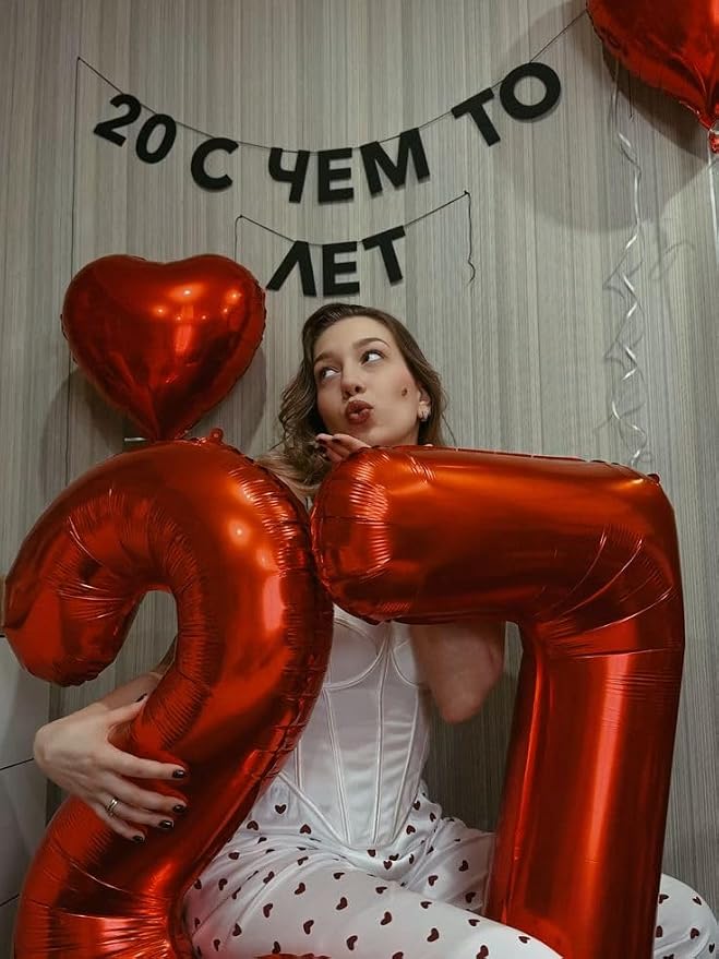 Numbers 26 Balloon 40Inch Red Balloons - Image 2