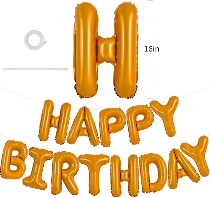 TONIFUL 16 Inch Orange Happy Birthday Balloons Banner Decorations | Reusable - Image 2