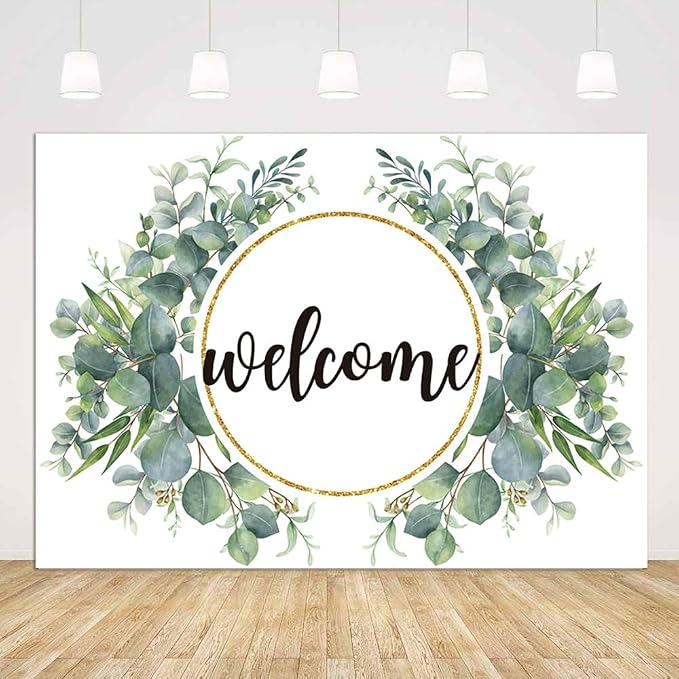 10x6.5ft Watercolor Greenery Leaves Housewarming Backdrop, Elegant Floral Green by Unknown