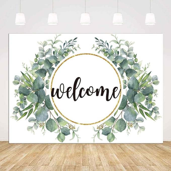 5x3ft Watercolor Greenery Leaves Housewarming Backdrop, Elegant Floral Green by Unknown