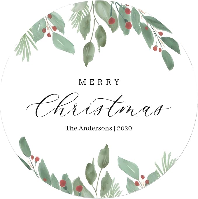 Custom Stickers for Weddings, Birthdays & Businesses - Personalized Labels with Your Logo - Waterproof, Fade and Heat Resistant - Pack of 100-1000 (Wreath F, 2.5 Inch)
