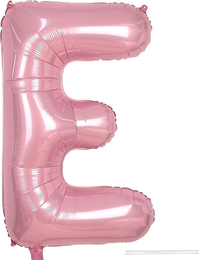 Pink Letter Balloon E, 40 Inch Big Pastel Pink Foil Helium Alphabet E Letter by KYGNE