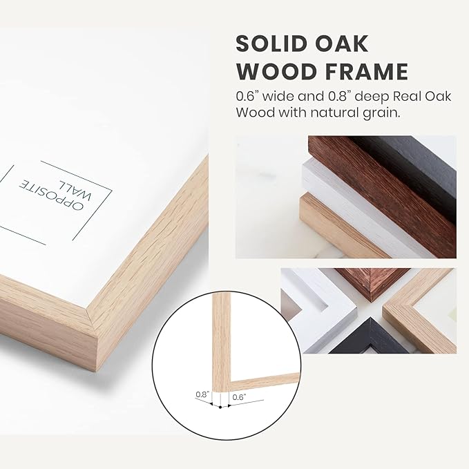 Opposite Wall - 12x12 in - Natural Solid Oak Wood Picture Frame - Lightweight, Versatile & Shatterproof - Wall Hanging Poster or Photo Frame - Wall Decor for Office, Gallery & Home