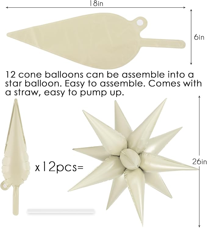 72 Pcs Star Balloons Foil Explosion Balloons Magic 12 Point Star Cone Balloon - Image 6