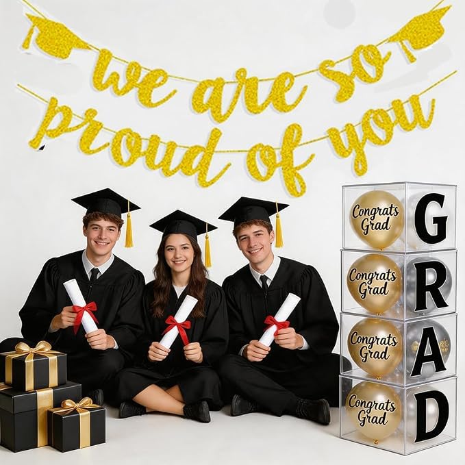 2026 Graduation Banners Party Decorations Gold Glitter Graduations Banners | - Image 2