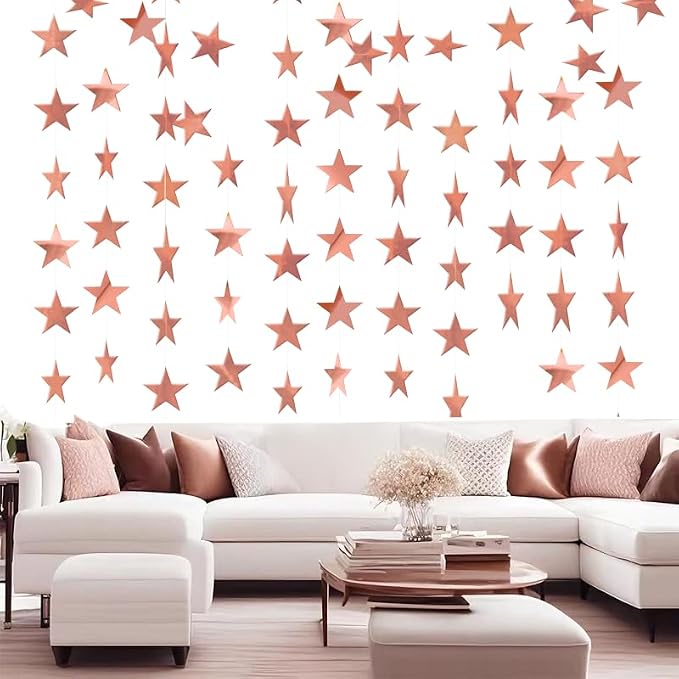 Rose Gold Shining Star Hanging Garland Rose Gold Hanging Sparkling Star - Image 4