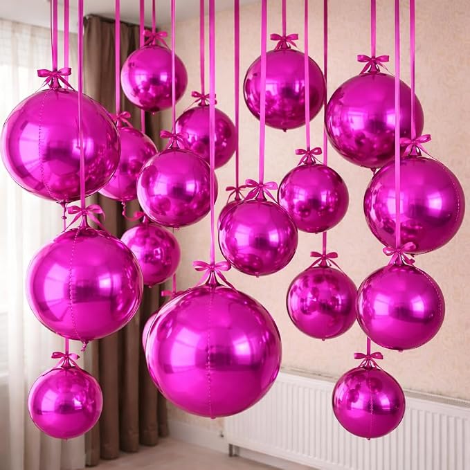 HILAVO 12PCS Hot Pink Round Foil Balloons by HILAVO