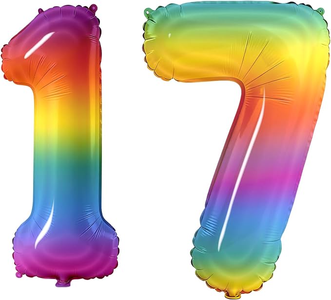 Number 17 Balloons for 17th Birthday Party Decorations, 0-100 Large No.17 by Joycard