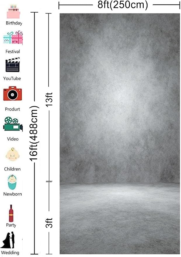 8x16ft Gray Abstract Photography Backdrops Grey Portrait Photo Studio Prop - Image 4