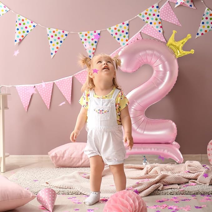 42 Inch Pink Foil Number 3 Balloon, 3th Pink Birthday Decorations | Giant - Image 4