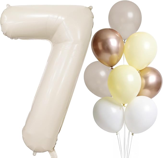 Cream Number 7 Balloon 40 Inch Beige Nude Number 7 Balloon by LEBERY