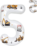 Construction Number 5 Balloon 40 Inch | White Foil Balloon by Unknown