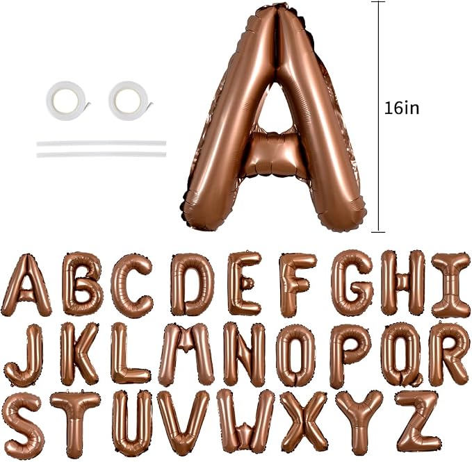 TONIFUL Brown Letter Balloons 2 Set 16 Inch A-Z Custom Alphabet Banner | 52 Pcs - Image 2