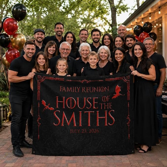 Custom Family Reunion Banner Medieval Fantasy Style Personalized - Image 3