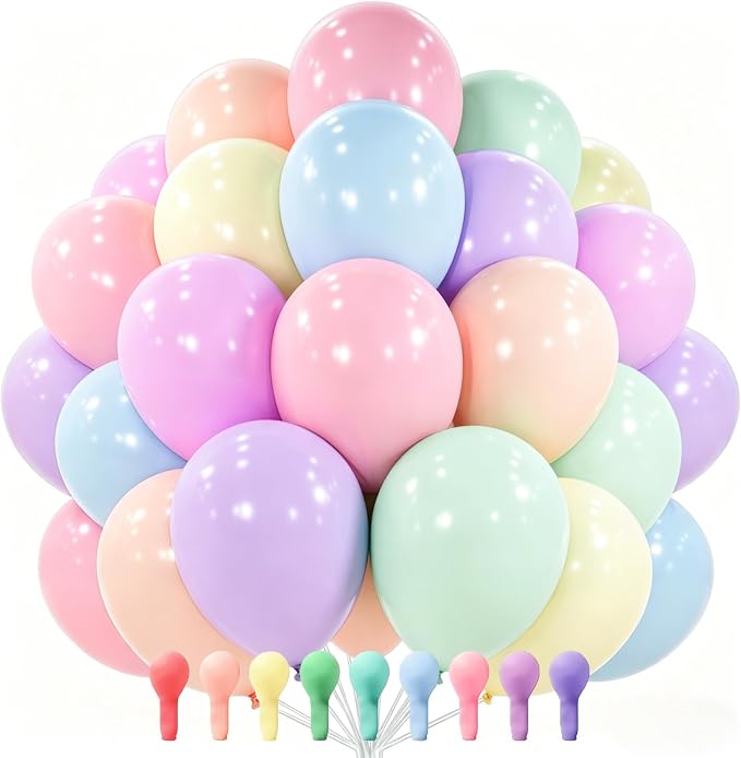 PartyWoo Pastel Rainbow Balloons 101pcs Latex Helium Balloons 12 Inch | Baby by PartyWoo