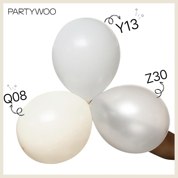 PartyWoo Beige Balloons 101pcs Cream Ivory White Color 12 Inch | Balloons - Image 4