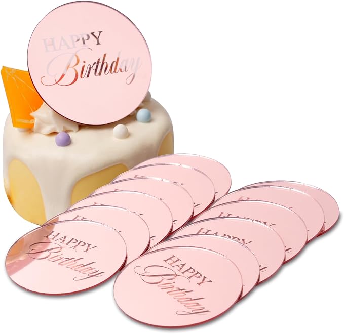 20pcs Pink Birthday Cupcake Toppers Acrylic Cake Picks - Image 8