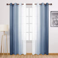 DWCN Blue Faux Linen Ombre Sheer Curtains by DWCN