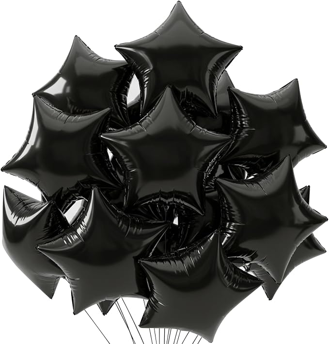 TONIFUL 15 Pcs Star Shaped Balloons 18 Inch Large Black Foil Balloons | Big by TONIFUL
