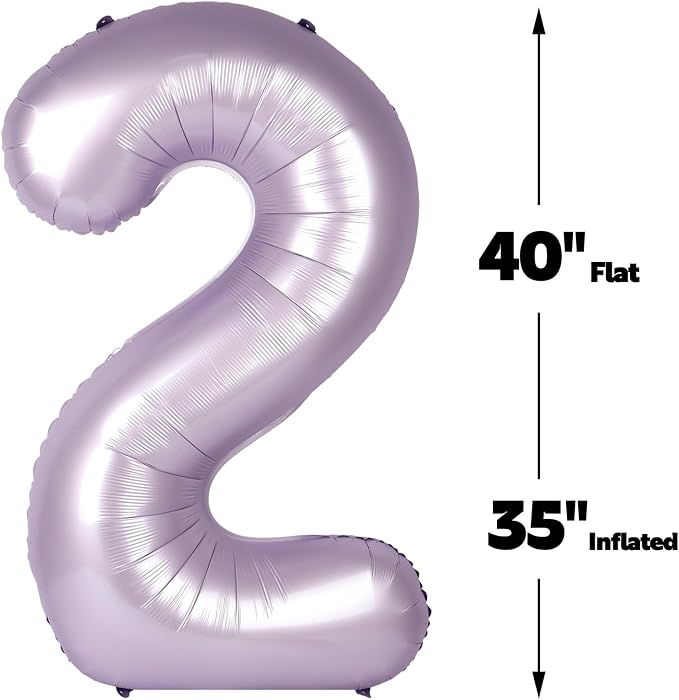 Lilac Number 2 Balloon 40 inch, Lavender Birthday Party Balloons Decorations | - Image 3
