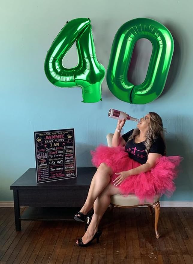 4 Balloon Numbers Party Decorations, 40In Dark Green Balloons - Image 3