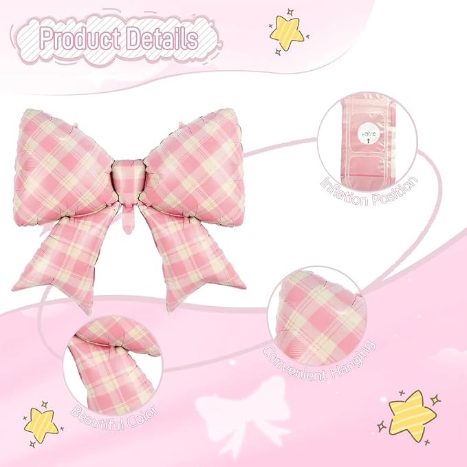 4pcs Jumbo Oversized Ribbon Balloons Coquette Bow Balloons Bow Party Coquette - Image 4