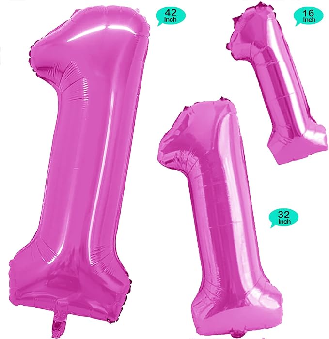 Pink Foil Balloons Number 1, Huge Number Balloons - Image 2