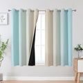 Aqua and Beige Ombre Blackout Curtains 45 Inch Length, Light Blocking Gradient by ESTELARTEXTILER