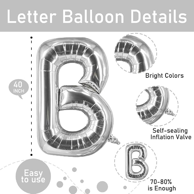 40 Inch Bride Balloons Silver Bridal Shower Balloon Bachelorette Balloons - Image 3