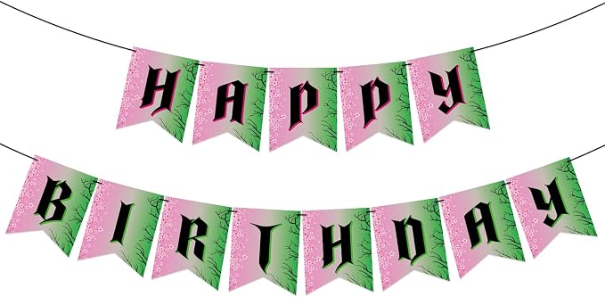Witch Theme Birthday Party Decorations Happy Birthday Banner Garland Pink and by Adecortalk