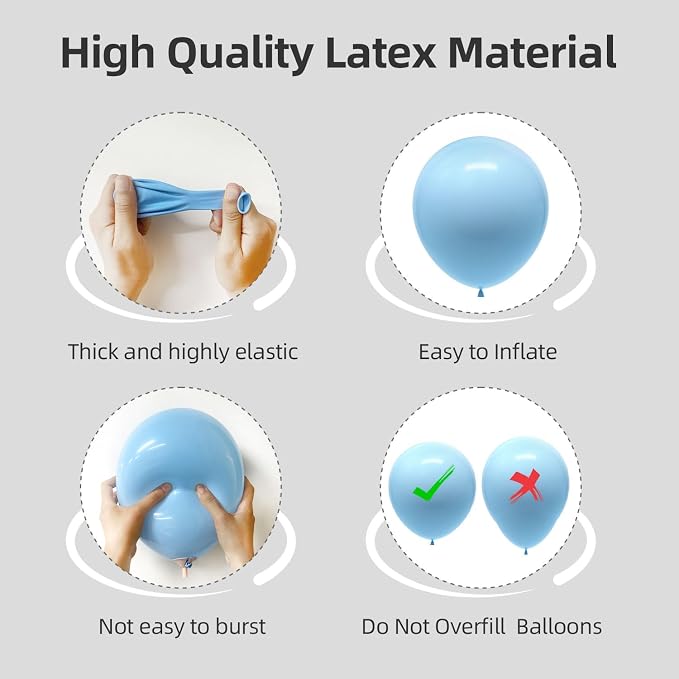 Pastel Blue Balloons Different Sizes 135pcs 18 12 10 5 Inch Baby Blue Balloon - Image 3