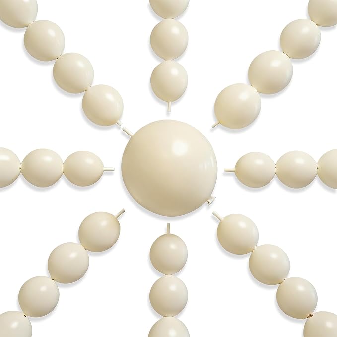 PartyWoo White Sand Linking Balloons 100pcs 6 Inch Off White Link Balloons | by PartyWoo