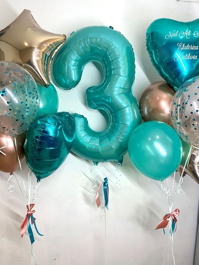 Happy Birthday Balloon 40 Inch Blue-Green 2 Balloon - Image 3