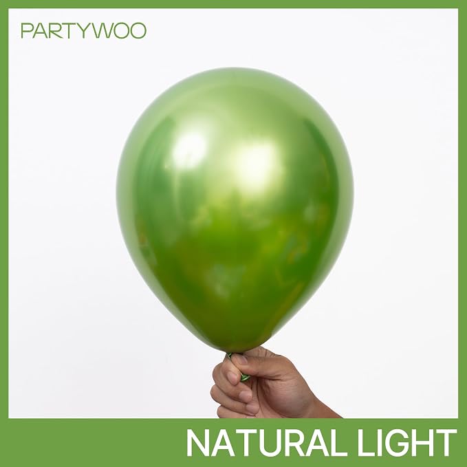 PartyWoo Metallic Green Balloons 85pcs Different Sizes of 18 12 10 5 Inch | - Image 2