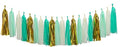 Teal-Blue Mint Beige-Gold Party-Decorations Tassel-Garland -20pcs Rustic by Panduola