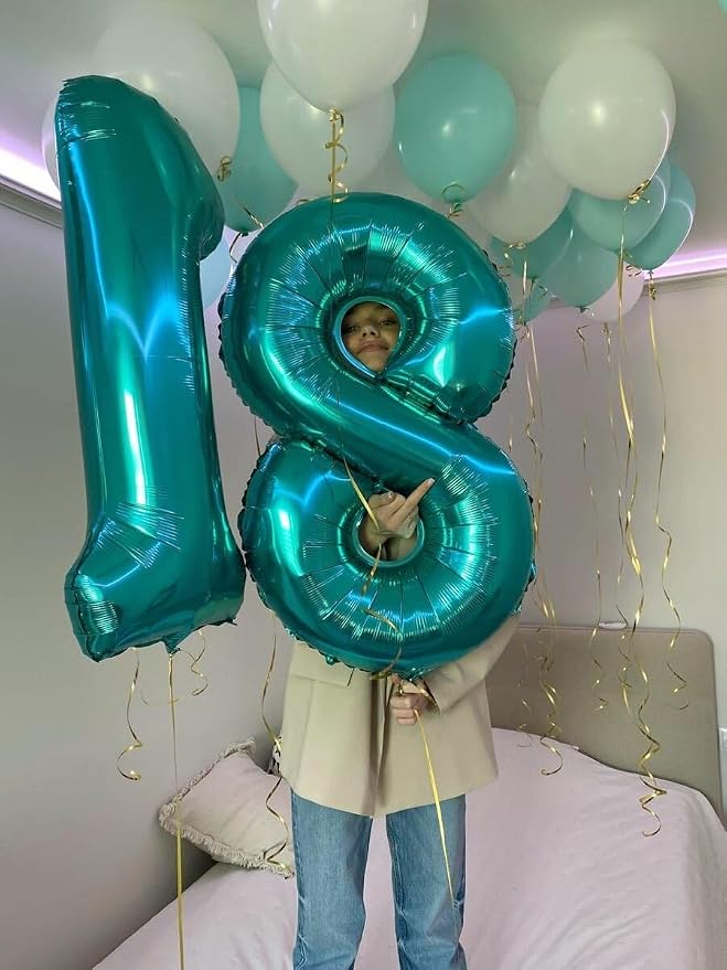Teal Blue Number 8 Balloon 40 inch, Balloon numbers party supplies, deco photo - Image 5