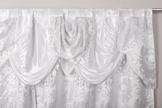 GLORY RUGS Jacquard Luxury Window 2 Panel Set White Curtain - Image 2