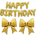 Vuzvuv Gold Happy Birthday Balloons, 38 Inches Huge Bow Aluminum Foil Balloons by Vuzvuv