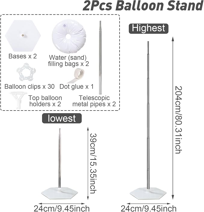 Balloon Column Stand Kit Sets of 2, 80 Inch Adjustable Balloon Stand Balloons - Image 5