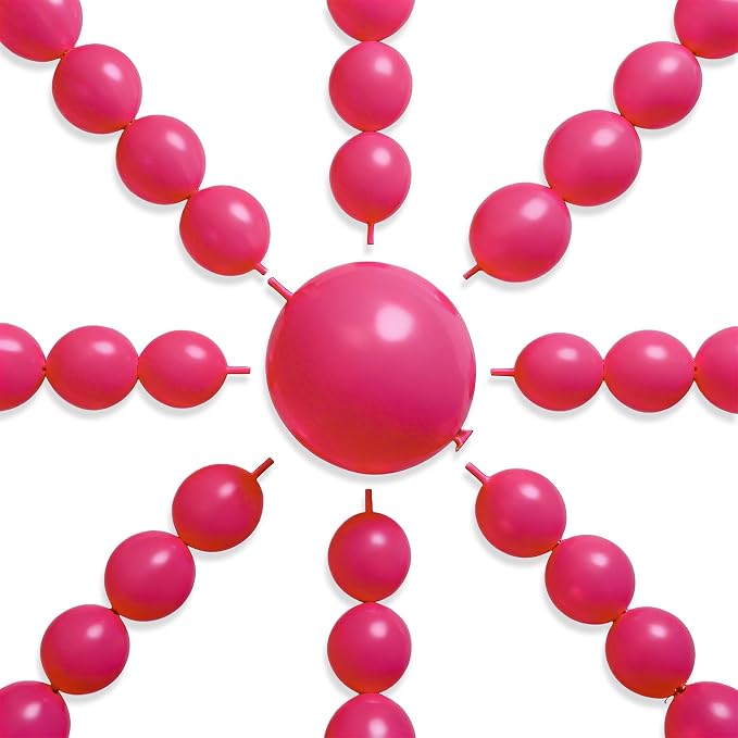 PartyWoo Hot Pink Linking Balloons 100pcs 6 Inch Magenta Link Balloons | by PartyWoo