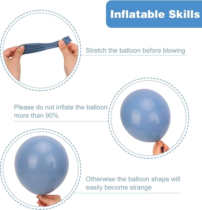 RUBFAC Dusty Blue Balloons 129pcs Different Sizes Pack of 18 12 10 5 Inch | - Image 3