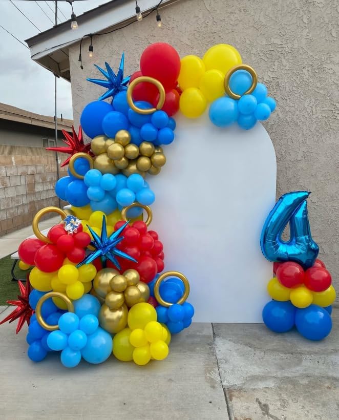 161Pcs Blue Yellow Red and Gold Balloon Garland Arch Kit - Image 4