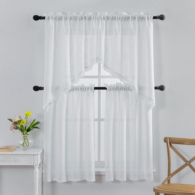 Beda Home Tassel Linen Textured Swag Curtain Valance - Image 6