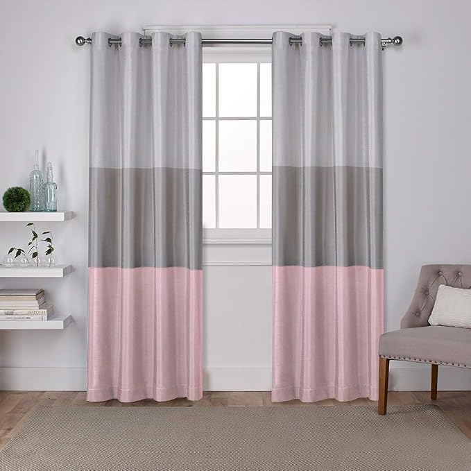 EXCLUSIVE HOME Chateau Striped Faux Silk Grommet Top Curtain Panel Pair by TownCountryLiving